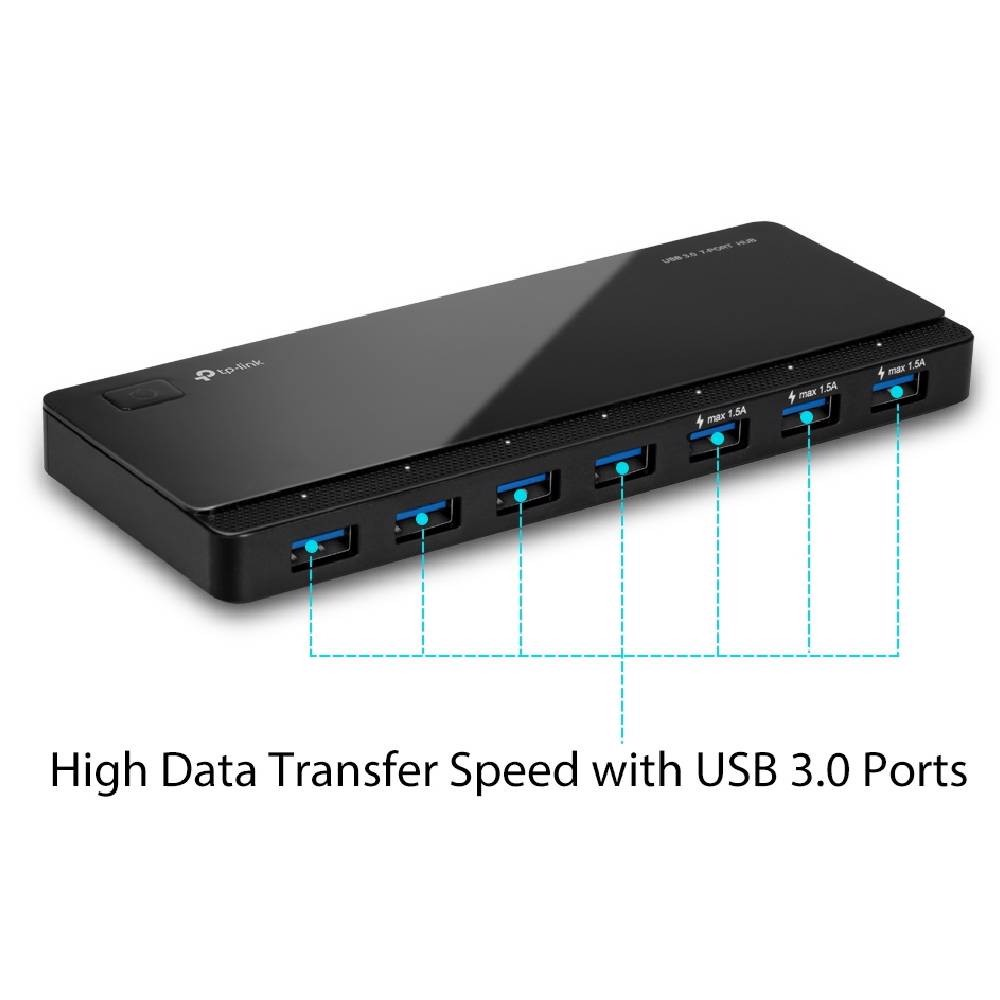 TP-LINK UH700 7port USB 3.0 Siyah USB Çoklayıcı Hub Adaptörlü