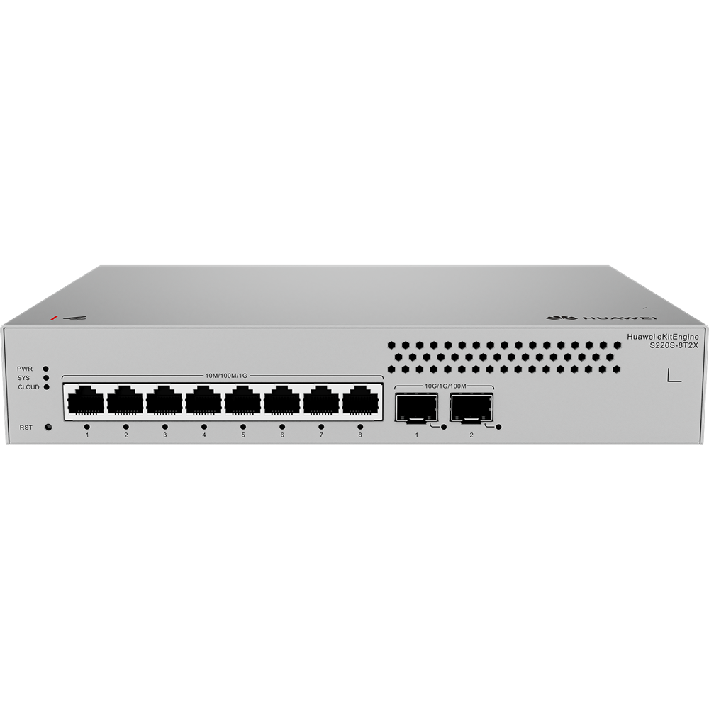 HUAWEI 8port eKIT S220S-8T2X GIGABIT 2xSFP+ Yönetilebilir Switch RackMount Layer2 
