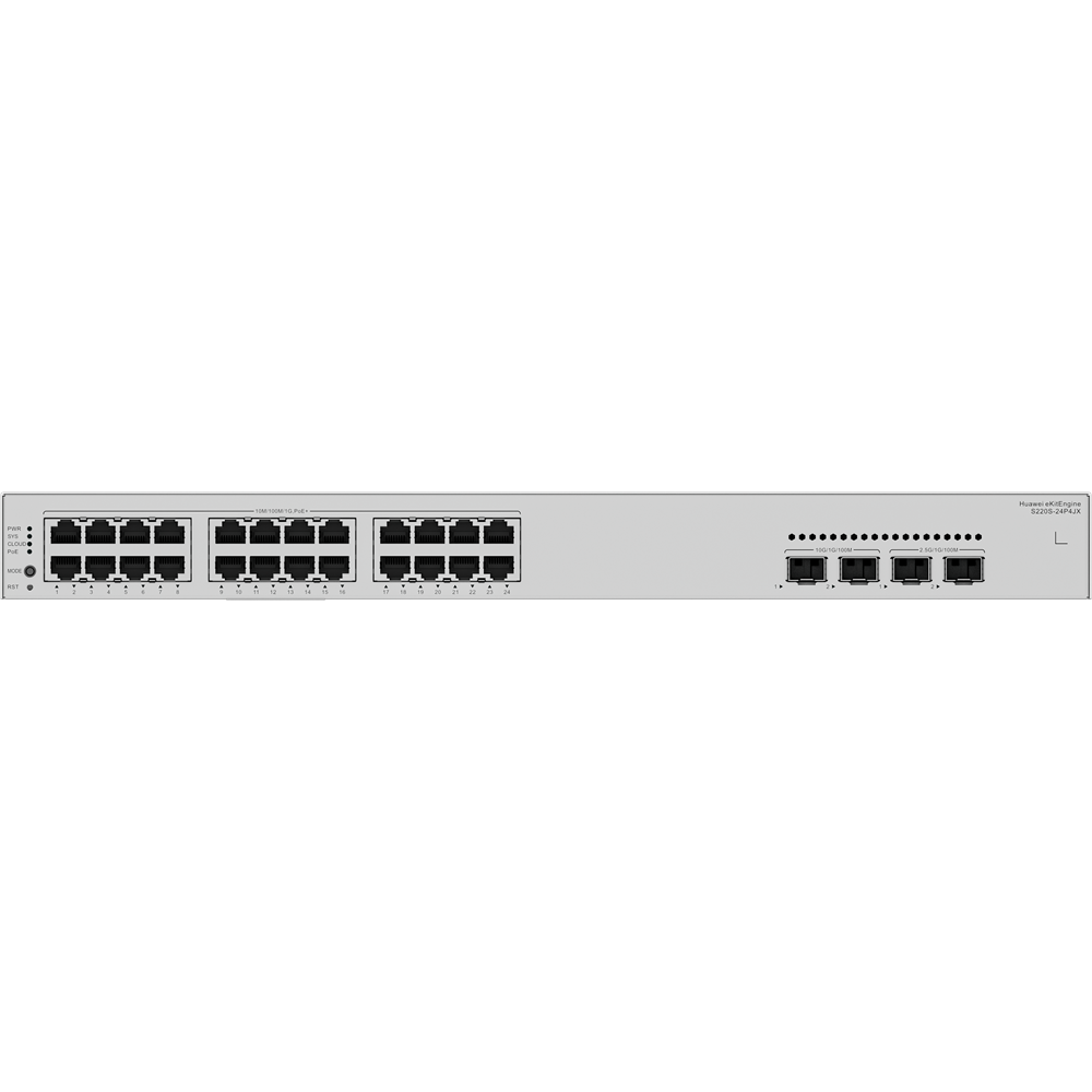 HUAWEI 24port POE+ 400W eKIT S220S-24P4JX GIGABİT 2X10 GbE SFP 2X2.5GbE SFP Yönetilebilir Switch