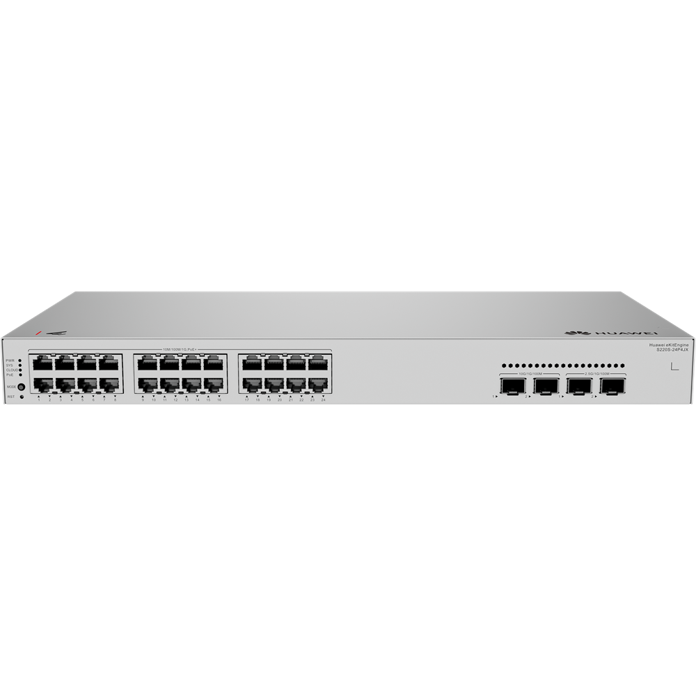 HUAWEI 24port POE+ 400W eKIT S220S-24P4JX GIGABİT 2X10 GbE SFP 2X2.5GbE SFP Yönetilebilir Switch