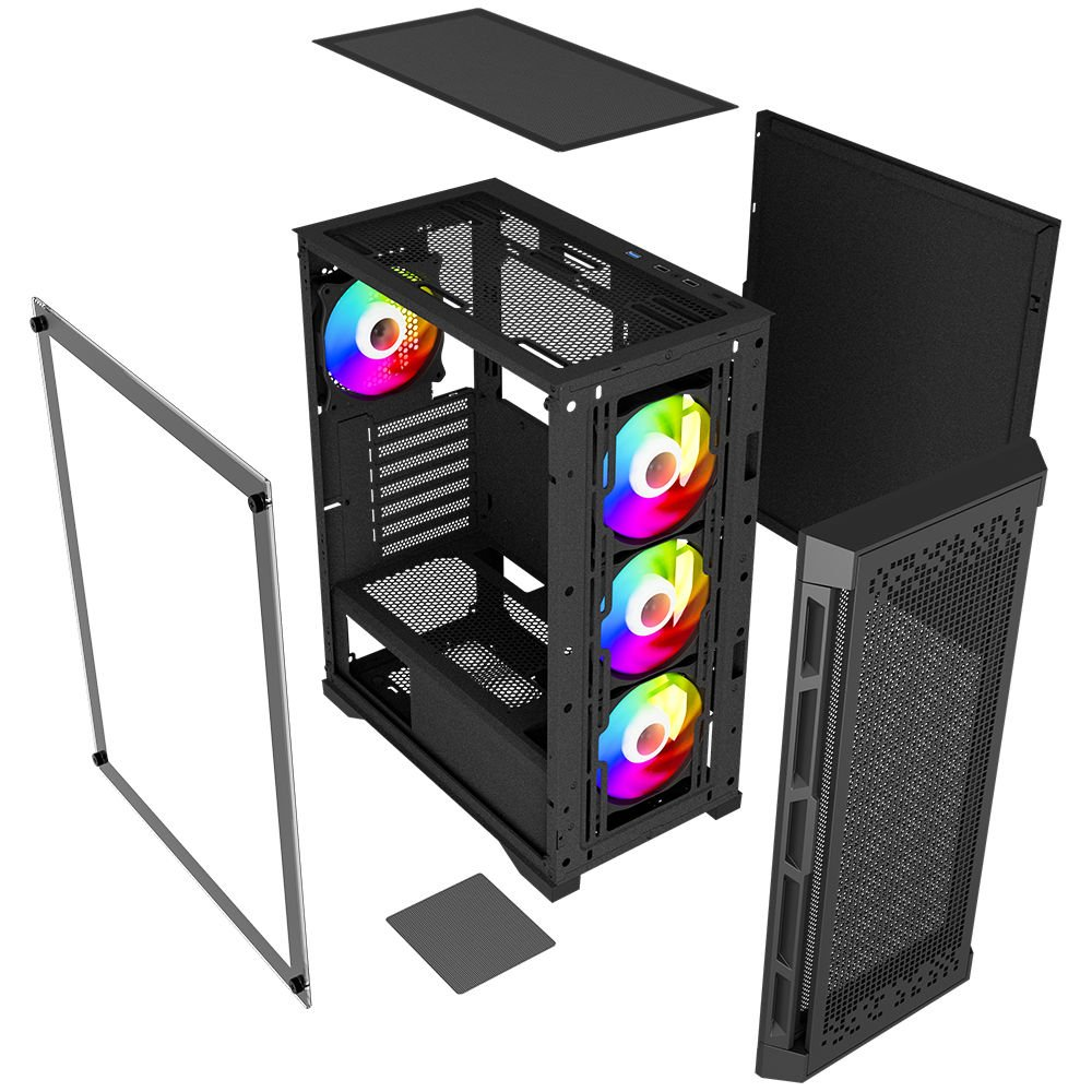 POWERBOOST 600W PB-PS7840B Gaming Mid-Tower PC Kasası