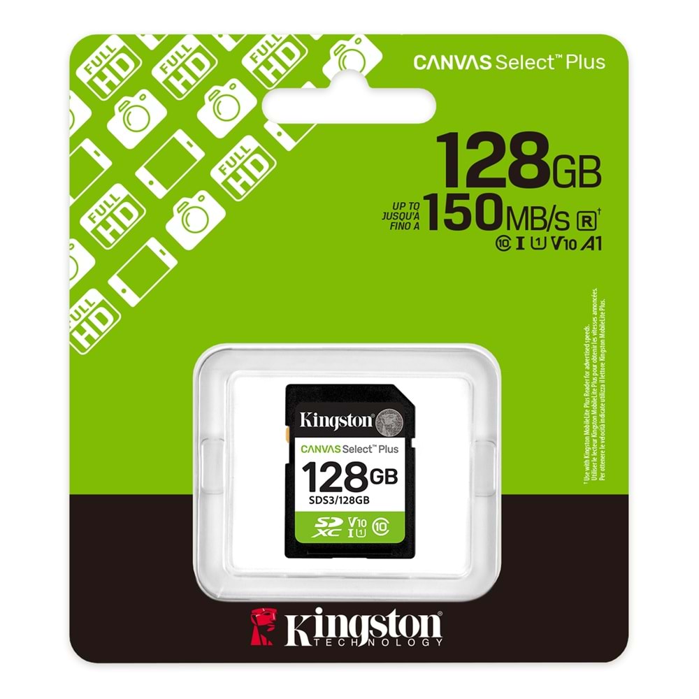 KINGSTON 128GB SDXC Kart Canvas Select Plus SDS3/128GB