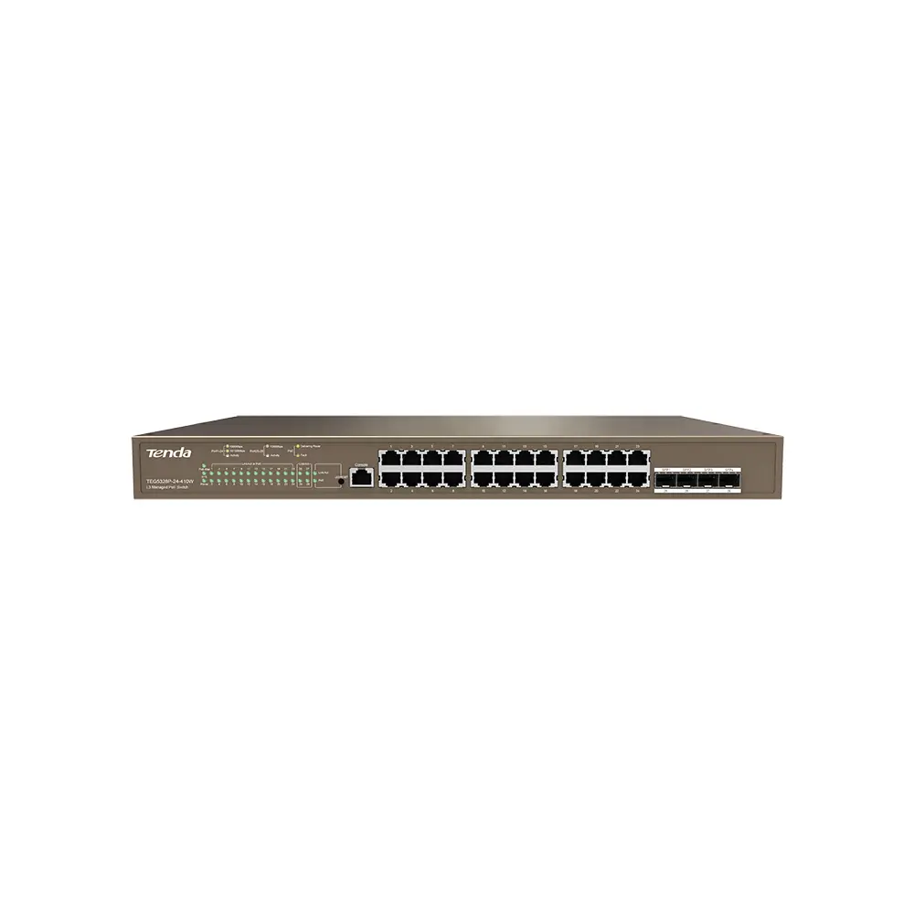 TENDA 24port 410W FULL PoE TEG5328P-24-410W GIGABIT 4X SFP Yönetilebilir Switch RackMount 