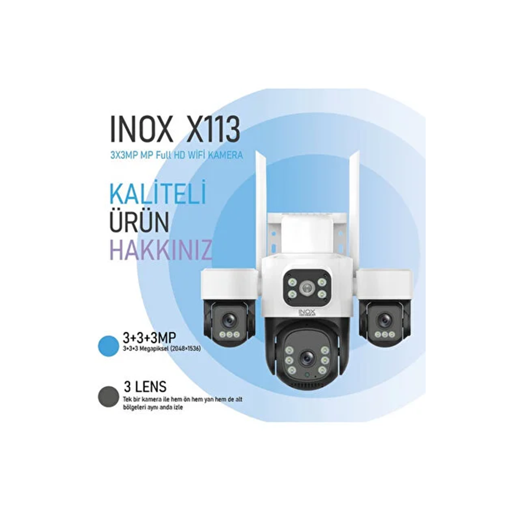 INOX 3+3+3MP X113 3 Lensli PTZ Wıfı Kamera