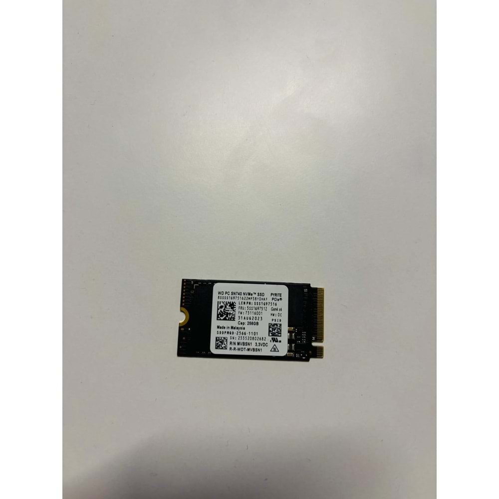 WD 256GB SN740 SDDQNQD-256G 4000-2000MB/s M2 2242 NVME GEN4 Disk Kutusuz