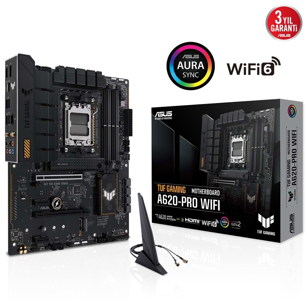 ASUS TUF A620-PRO GAMING WIFI-6 DDR5 HDMI DP PCIE 4.0 AM5 ATX 