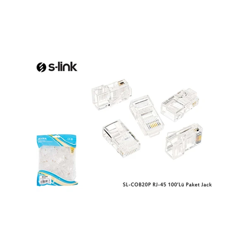 S-LINK SL-COB20P CAT6 UTP Yeni Nesil RJ45 Konnektör (100 Adet) 