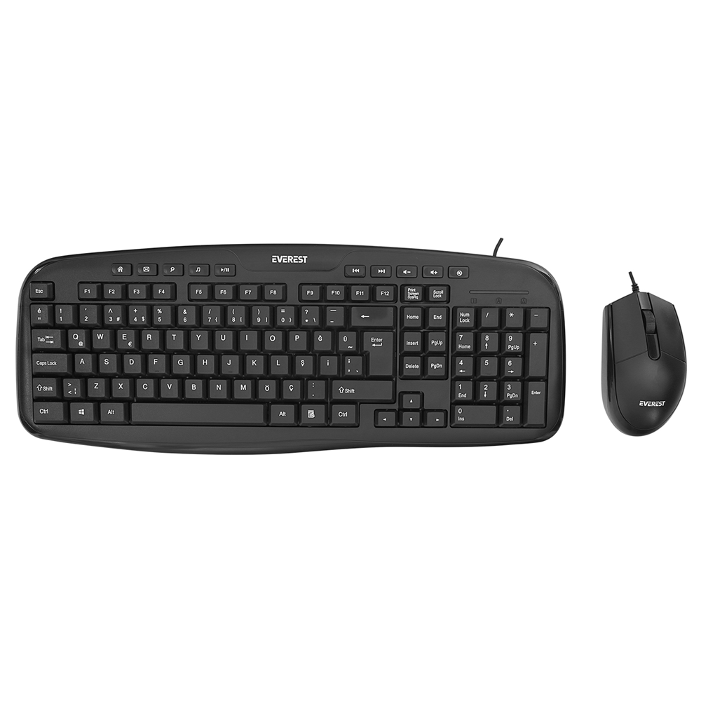 EVEREST USB Q Siyah Multimedya Klavye - Mouse Set UN-795 