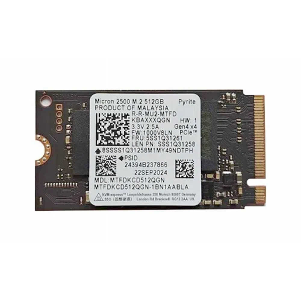 MICRON 512GB 2500 MTFDKCD512QGN 4200-2000MB/s 2242 M2 NVME GEN4 Disk Kutusuz