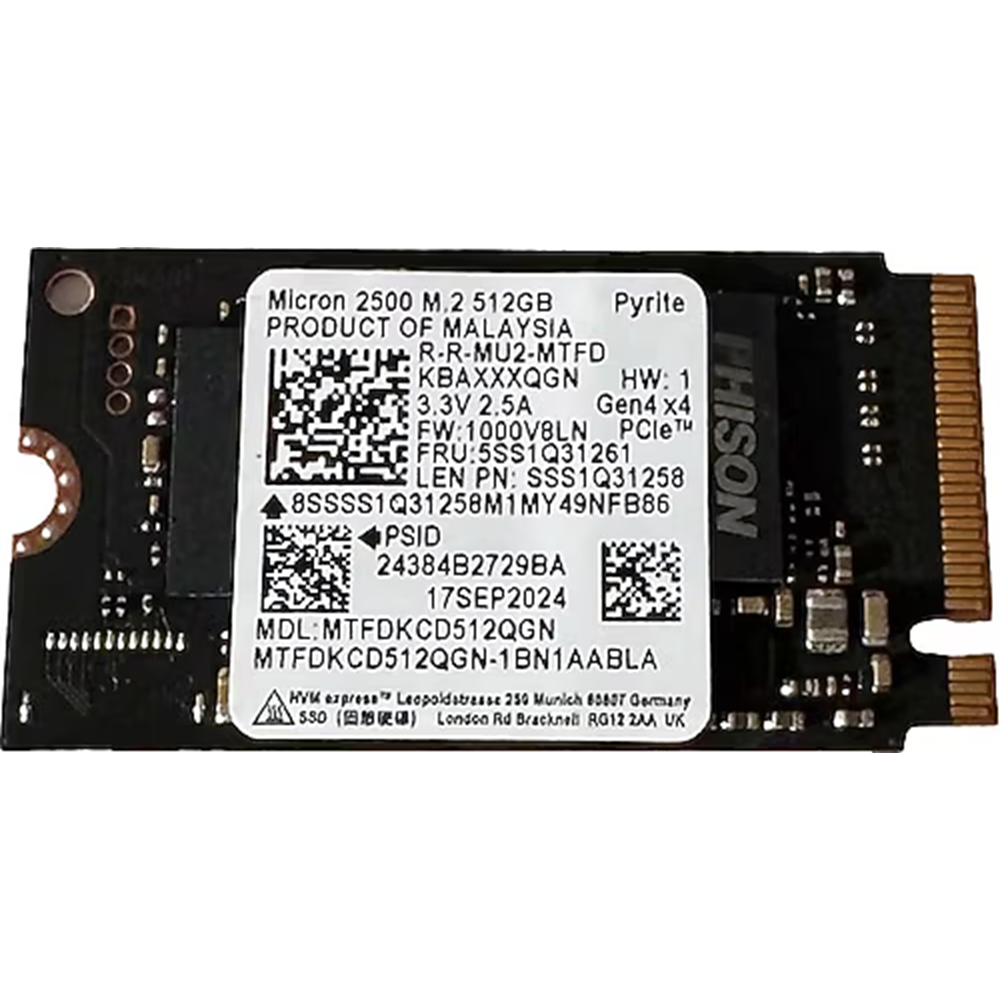 MICRON 512GB 2500 MTFDKCD512QGN 4200-2000MB/s 2242 M2 NVME GEN4 Disk Kutusuz