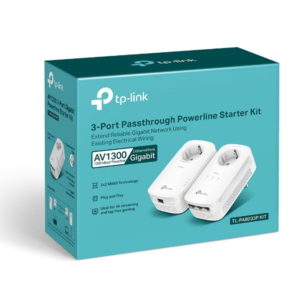 TP-LINK TL-PA8033P Gigabit AV1300 EV Ofis Tipi PowerLine Ağ Adaptörü 3-PORT