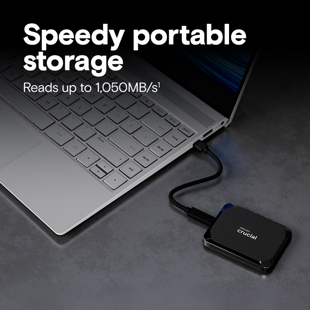 CRUCIAL 1TB X9 CT1000X9SSD9 1050-1050MB/s SSD TypeC Harici Disk