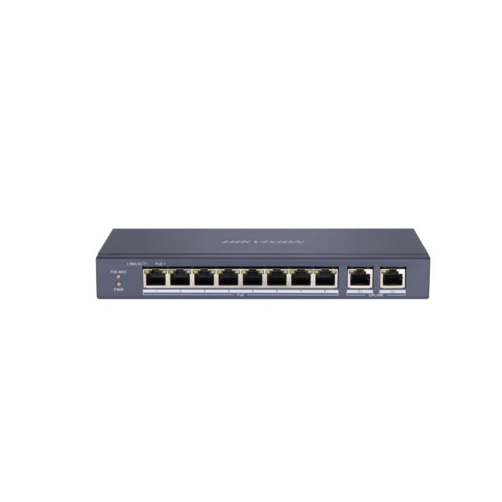 HIKVISION 8port 60w FULL PoE DS-3E0310P-E/M 10/100 2X-UPLINK Yönetilemez Switch Metal 