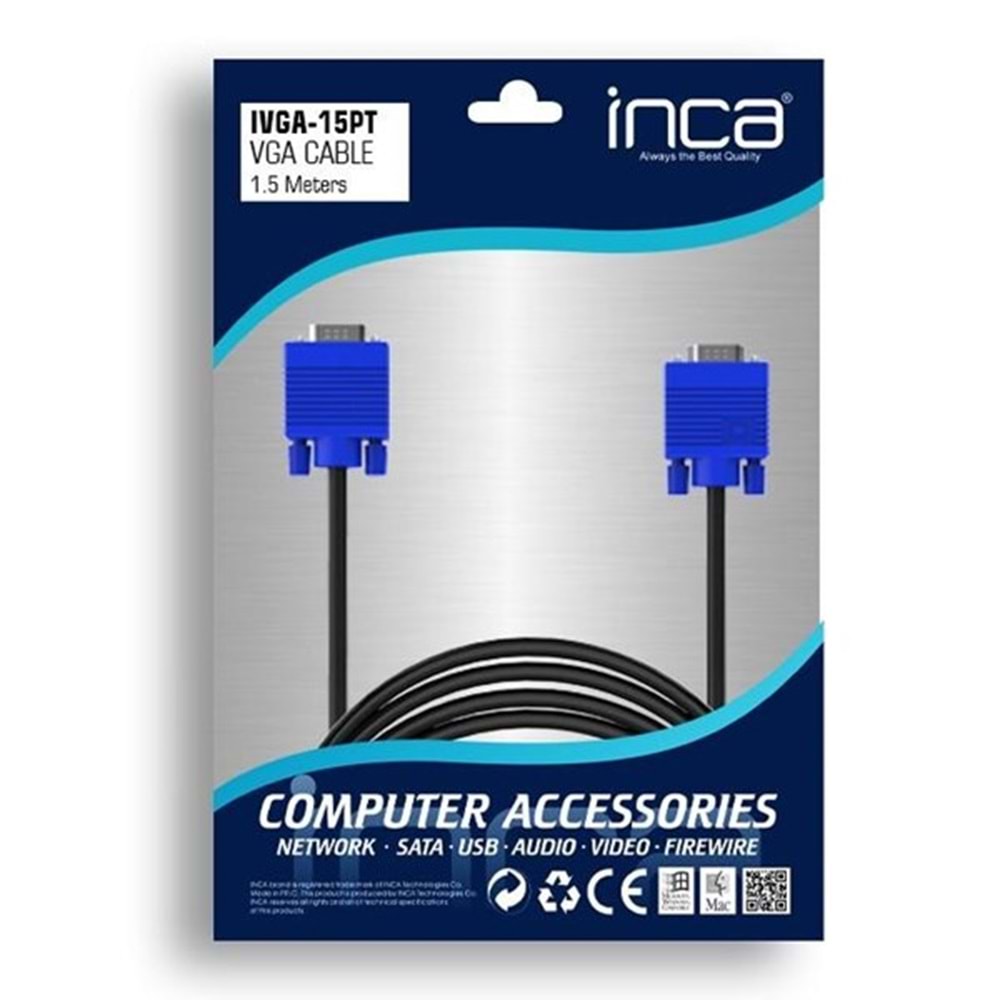 INCA 1.5metre IVGA-15PT VGA Görüntü Kablosu