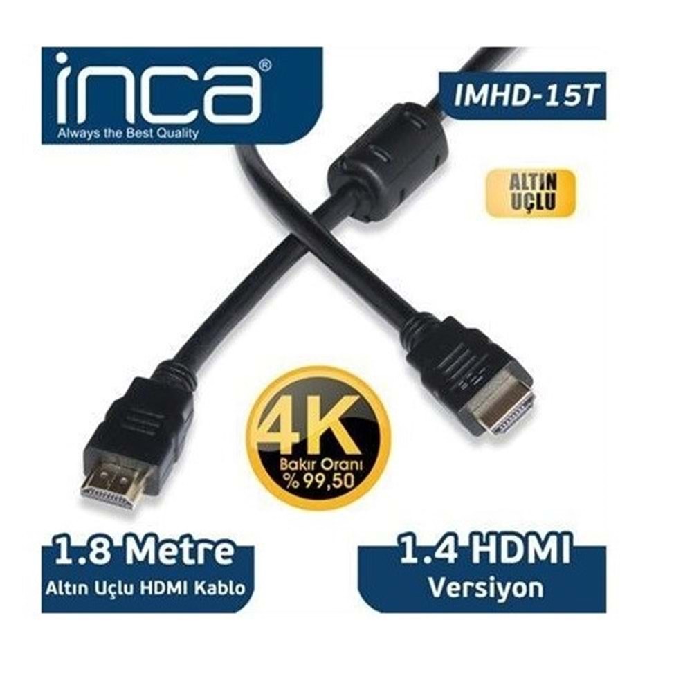 INCA 1.8metre IMHD-15T HDMI Görüntü Kablosu Gold 1.4v 4K