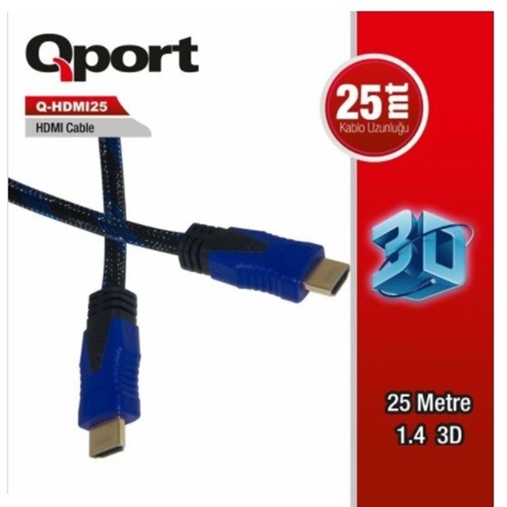 QPORT 25metre Q-HDMI25 HDMI Kablo 3D Gold 1.4v