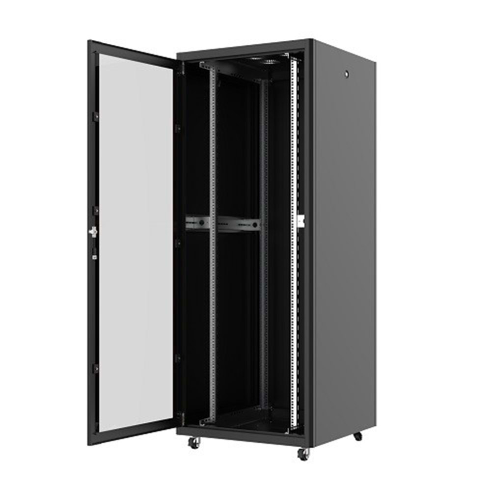 AGER 36U 800x800mm Dikili Tip Siyah Kabinet Vega AG-VB36U8080S1 Cam Kapak