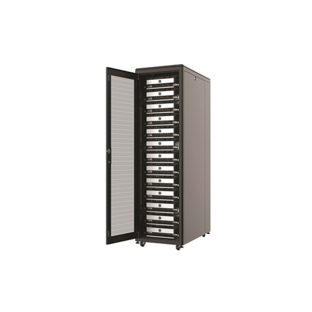 AGER 36U 800x1000mm Dikili Tip Siyah Kabinet Vega AG-VB36U8010S1 Cam Kapak