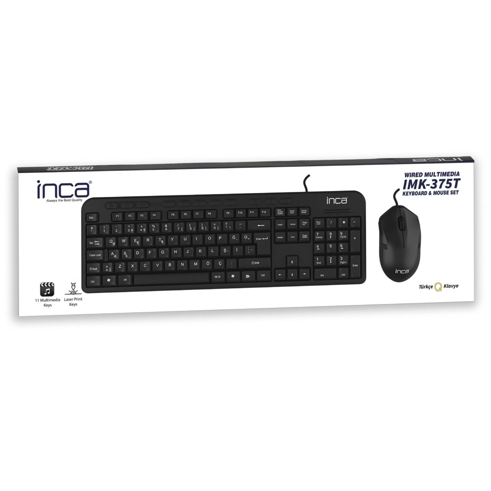 INCA IMK-375T USB Q Trk Optic Mouse Siyah Standart Klavye - Mouse Set