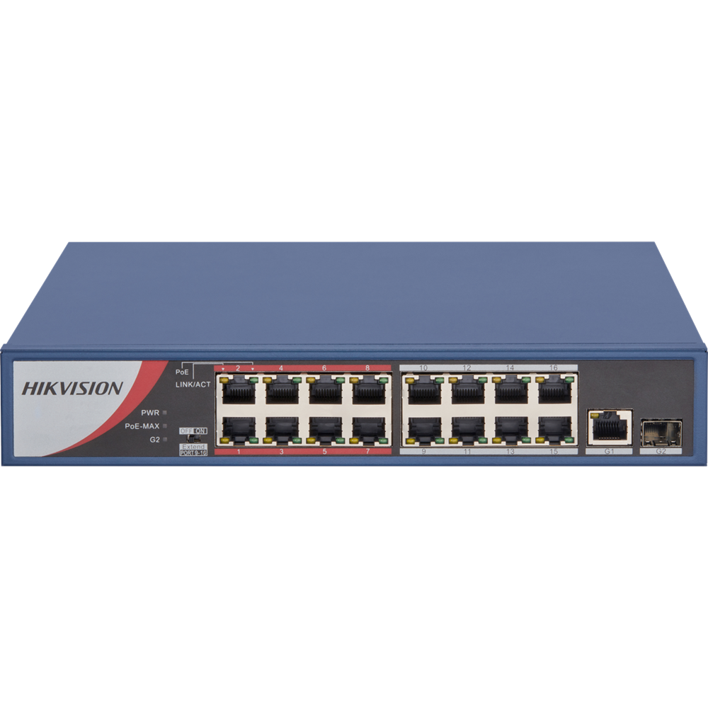 HIKVISION 16port PoE 130w 10/100 Yönetilemez Switch DS-3E0318P-E/M(B)