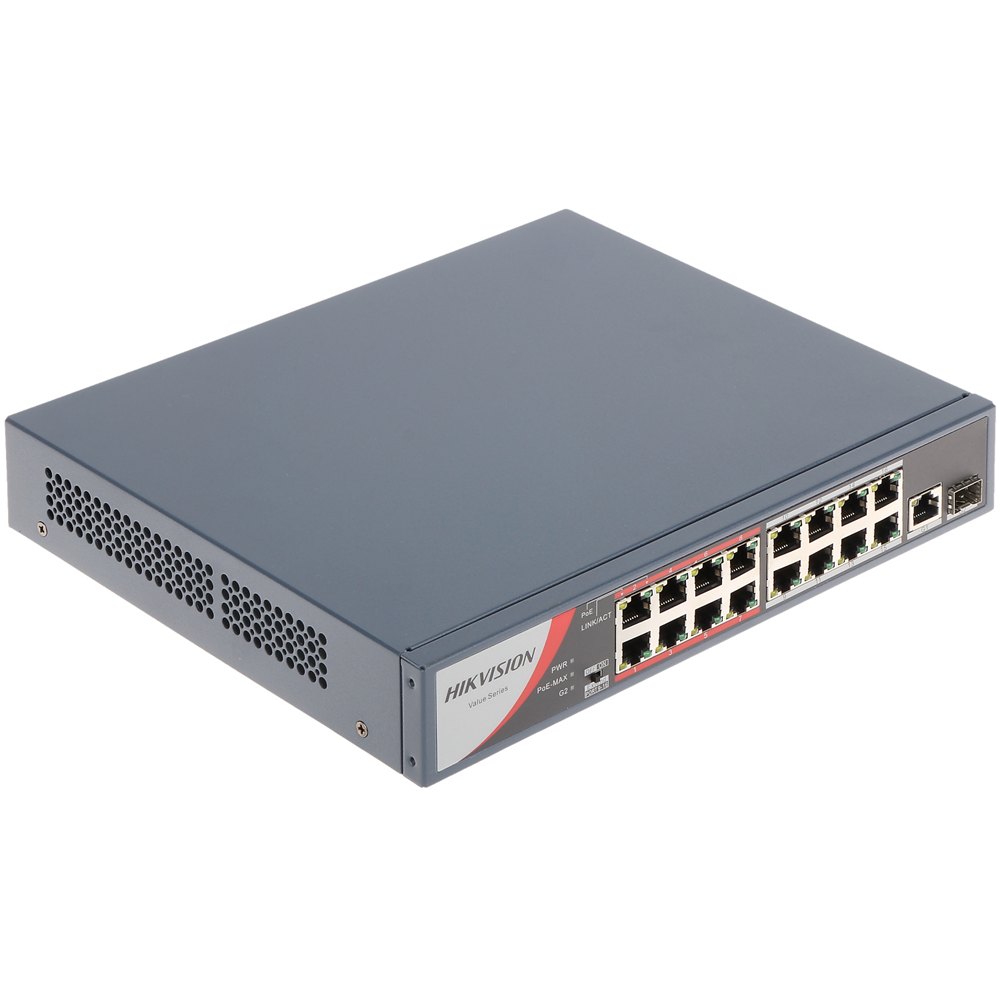 HIKVISION 16port PoE 130w 10/100 Yönetilemez Switch DS-3E0318P-E/M(B)