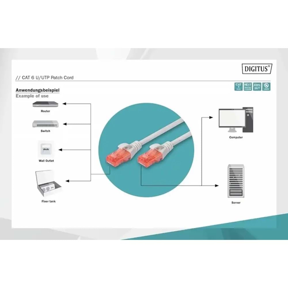 DIGITUS 10metre CAT6 Utp DK-1617-100/R Kırmızı Patch Kablo