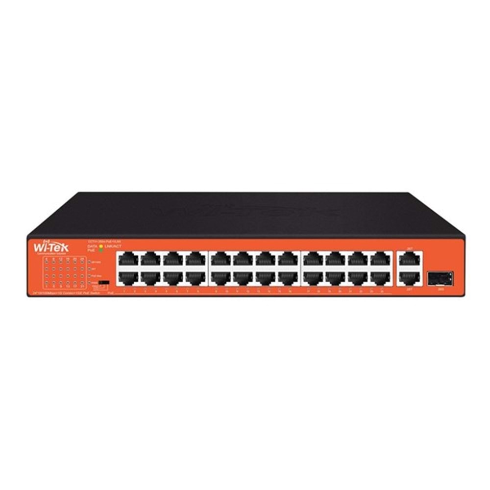 WITEK 24port 200w PoE 10/100 Yönetilemez Switch Watchdog Özellikli WI-PS526GH
