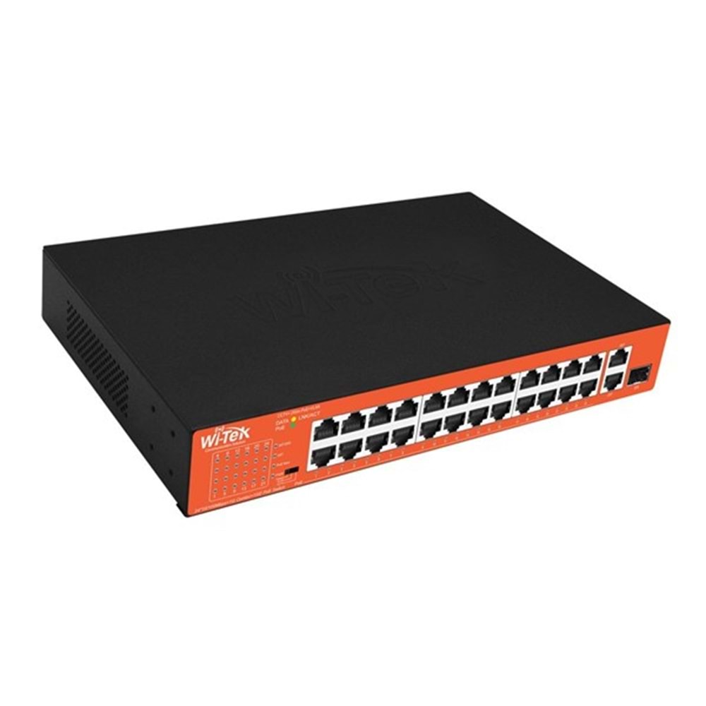 WITEK 24port 200w PoE 10/100 Yönetilemez Switch Watchdog Özellikli WI-PS526GH