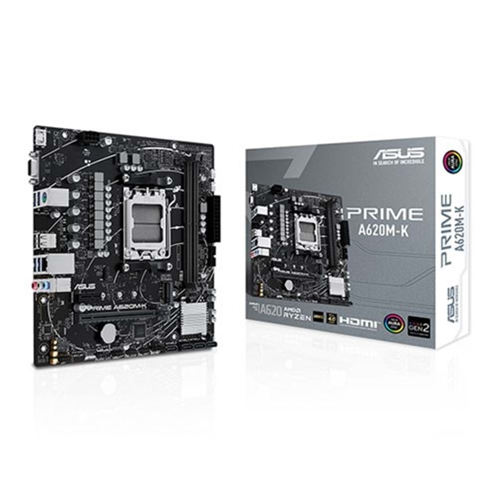 ASUS PRIME A620M-K DDR5 HDMI PCIe 16X v4.0 AM5 mATX