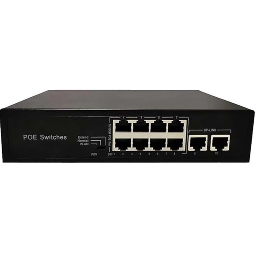 ODS 8port PoE 96w 2-Uplink 10/100 2X-Gigabit Yönetilemez Switch 08ODS-R-8P2U
