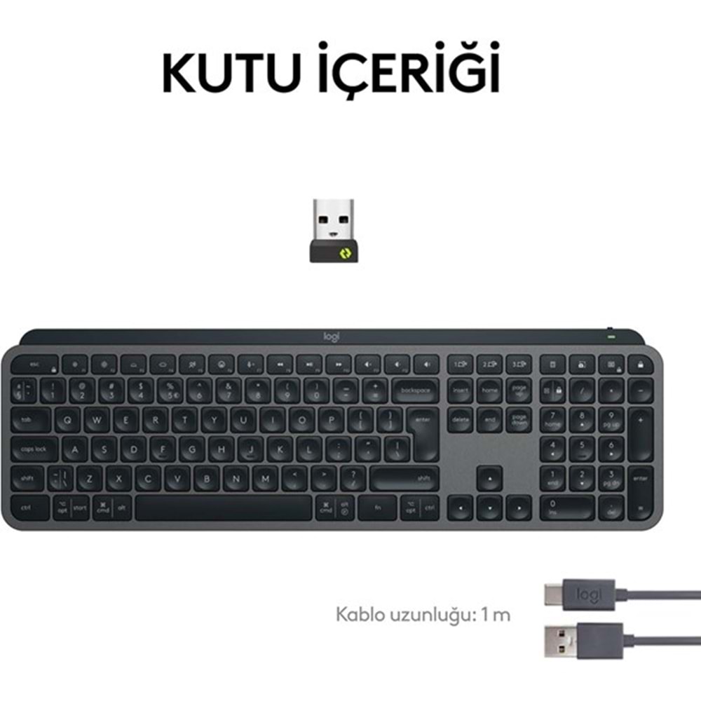 LOGITECH MX Keys Kablosuz Q Trk Aydınlatmalı Siyah Standart Klavye 920-011594