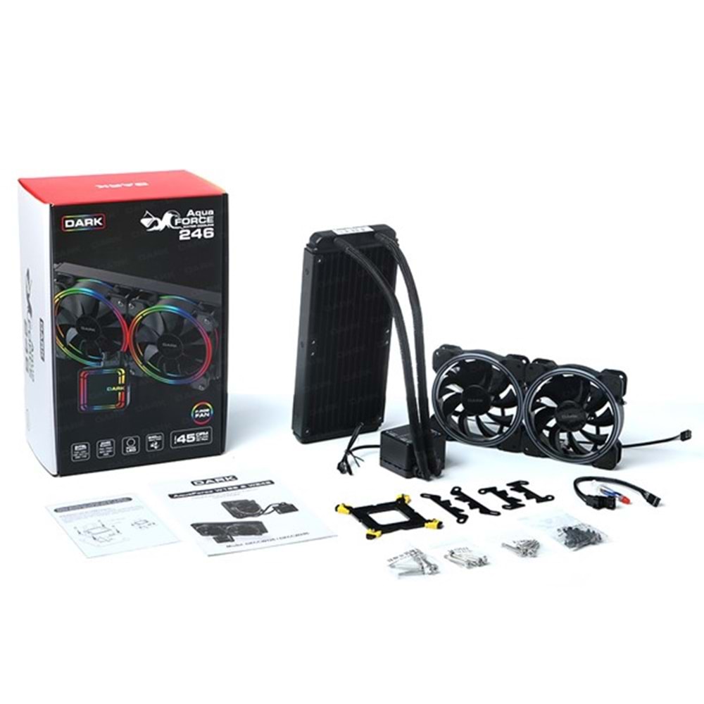 DARK 240mm AQUA FORCE W246 DKCCW246 RGB Sıvı Soğutmalı AM5-1700p İşlemci Fanı