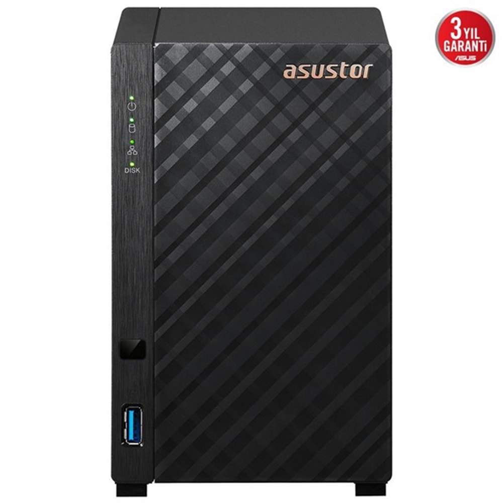 ASUSTOR 2diskli Realtek QC-1GB RAM-Gigabit Nas Server AS1102TL