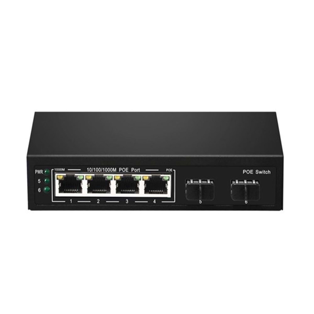 ODS 4port PoE 60w 2-SFP Gigabit Yönetilemez Switch 08ODS-4P2S