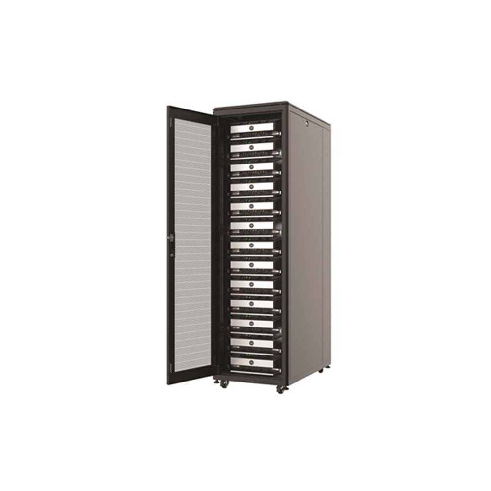 AGER 26U 800x1000mm Dikili Tip Siyah Kabinet Vega AG-VB26U8010S1-BAAA-A-M1 Cam Kapak