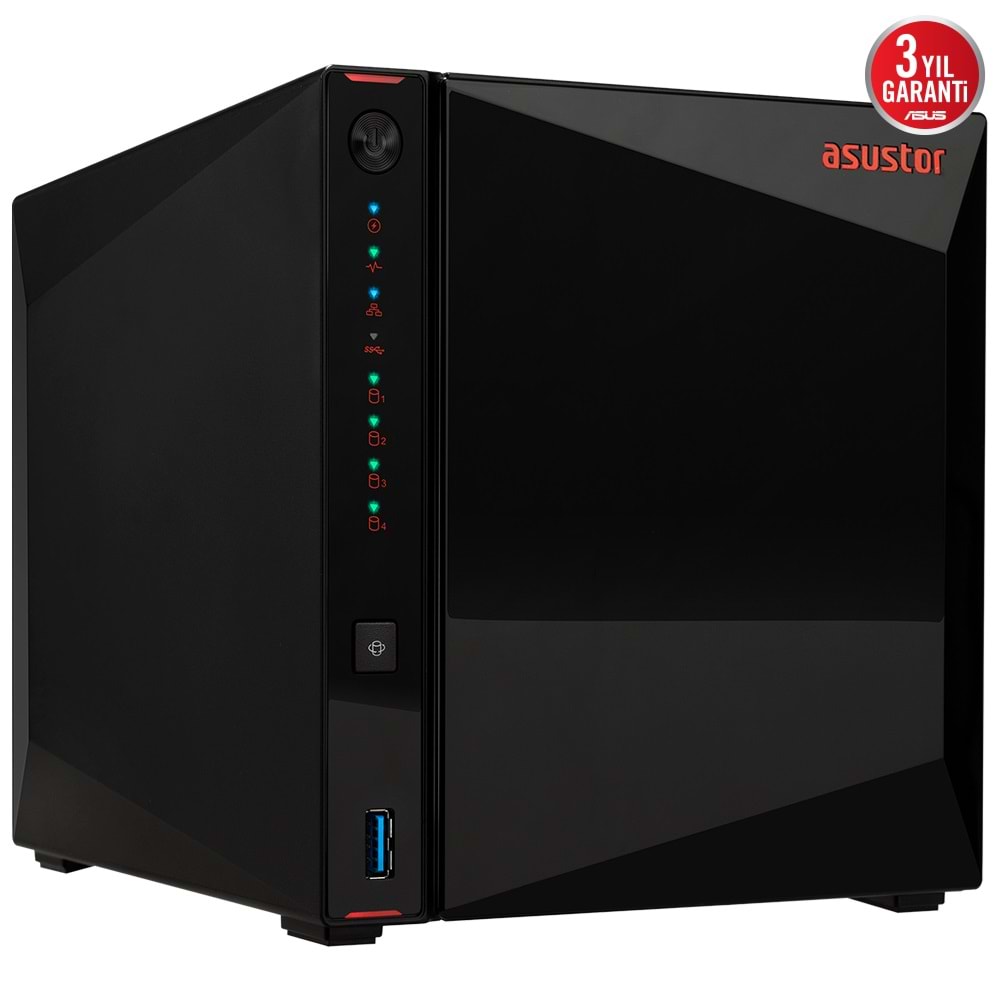 ASUSTOR 4diskli Celeron N5105 QC-4GB RAM-2-2.5GbE Nas Server AS5404T