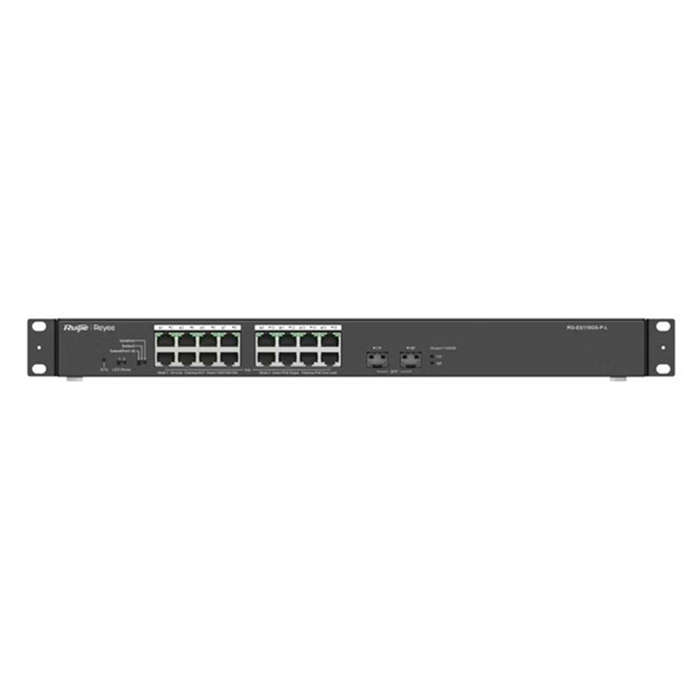RUIJIE 16port PoE 247w 2-SFP Gigabit Yönetilemez Switch RG-ES118GS-P
