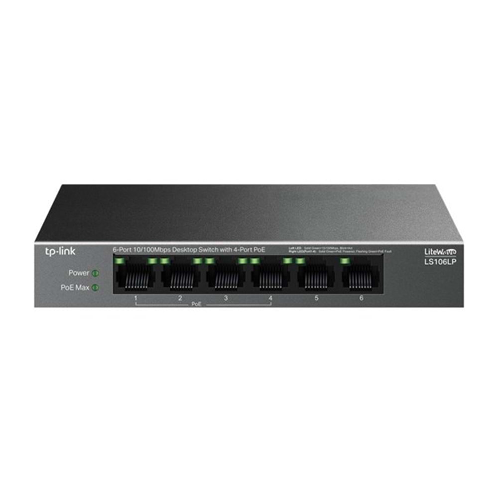 TP-LINK 6port PoE 41w Gigabit Yönetilemez Switch LS106LP