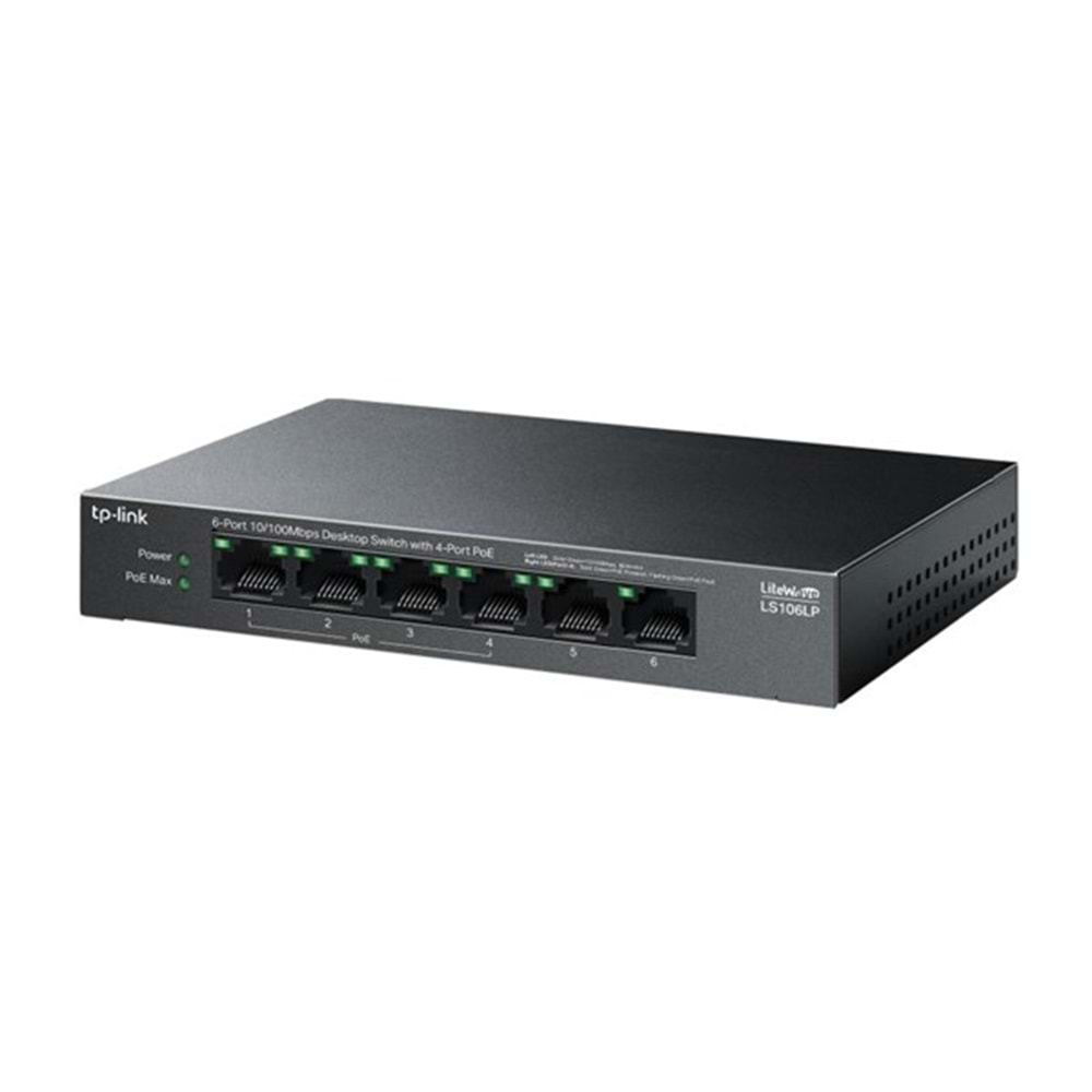 TP-LINK 6port PoE 41w Gigabit Yönetilemez Switch LS106LP
