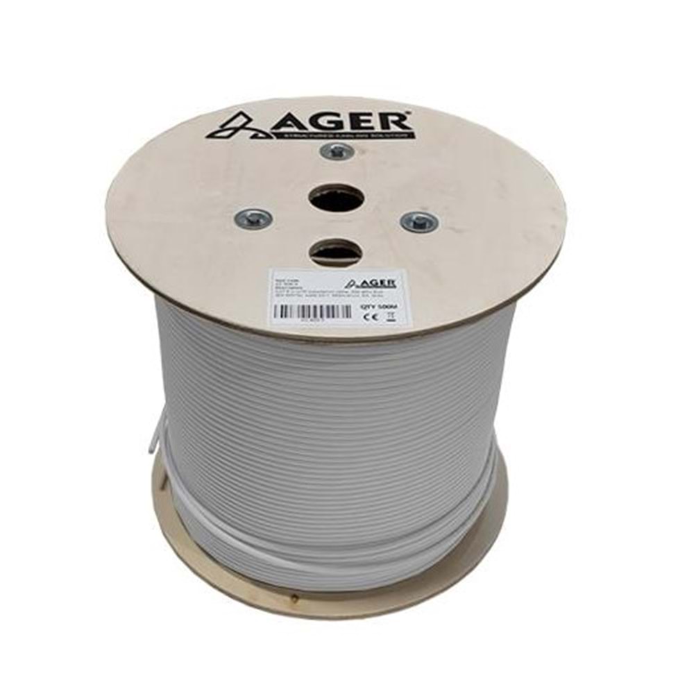 AGER 500metre CAT6 Utp 23AWG Gri Makara Saf Bakır Kablo 0.50mm AC-600-5