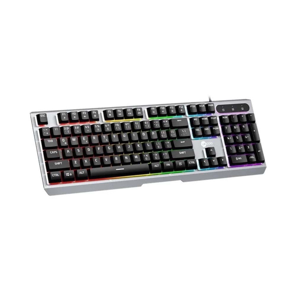 LECOO KB121 USB Q Trk Rainbow Aydınlatmalı Mekanik Hisli Metalik Gaming Klavye