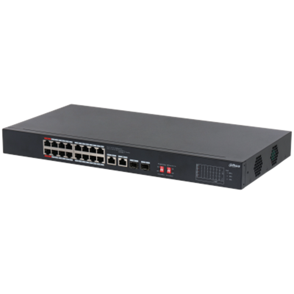 DAHUA 16port PoE 135w 2-SFP 2-Uplink Yönetilemez Switch S3218-16ET-135