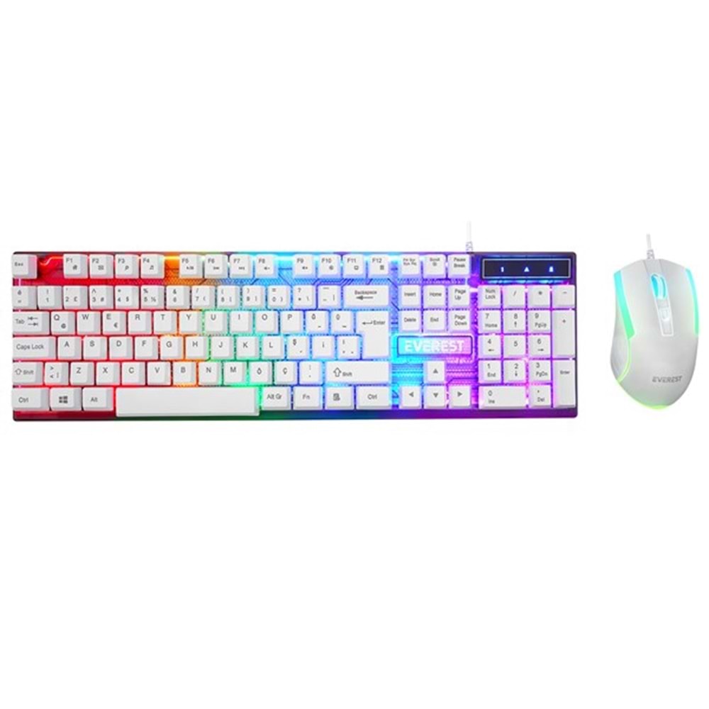 EVEREST LUMINAX USB Q Beyaz Gaming Klavye - Mouse Set KM-198