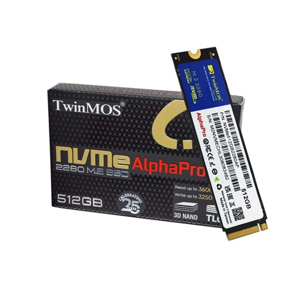 TWINMOS 512GB NVMe512GB2280AP 3600- 3250MB/s M2 NVME GEN3 Disk