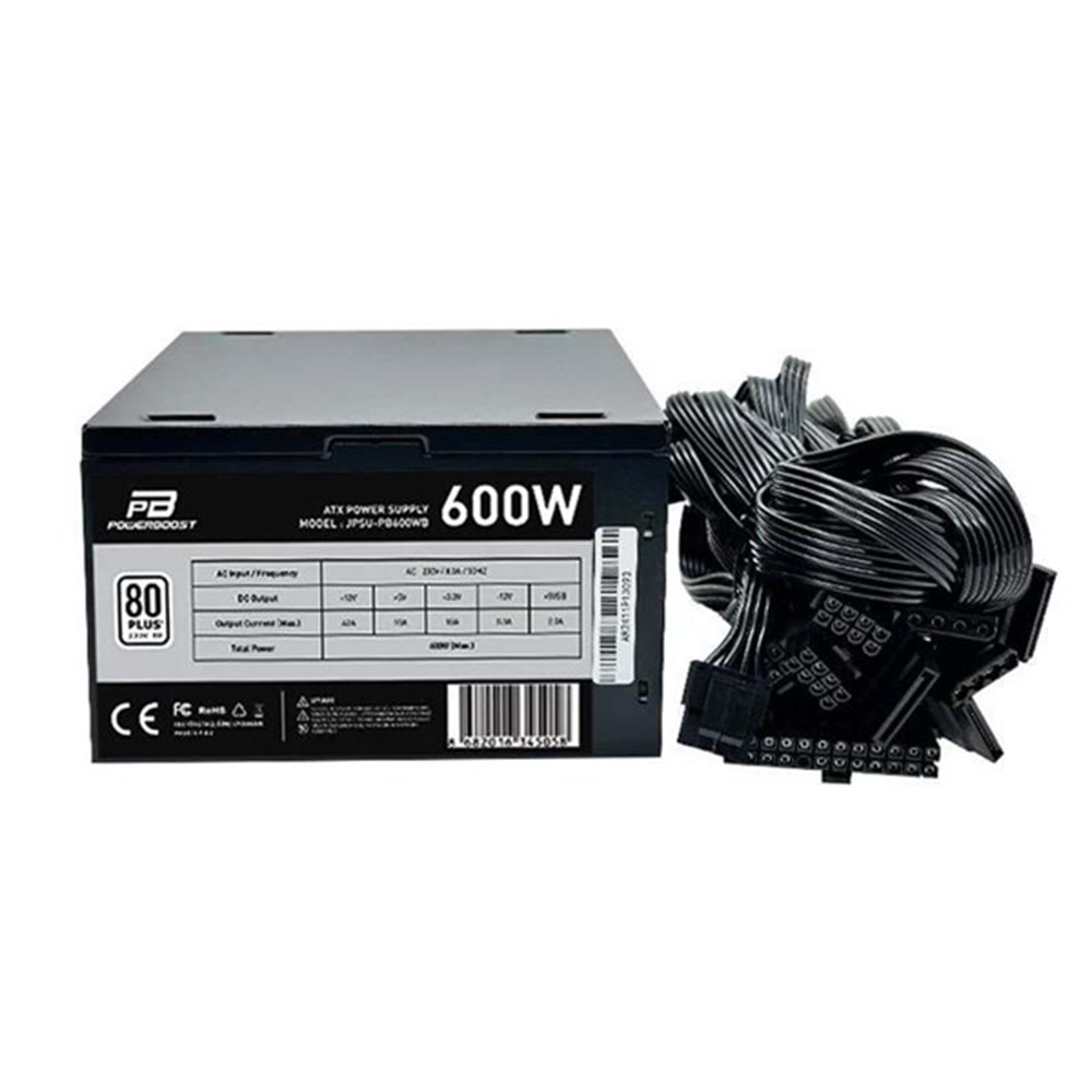 POWERBOOST 600W 80+ PB600WB 12cm Fanlı Power Supply