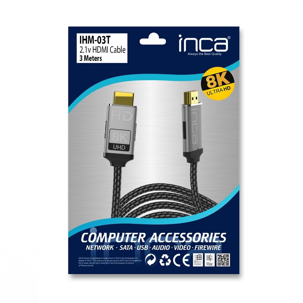 INCA 3metre IHM-3T HDMI Kablo 2.1v 8K