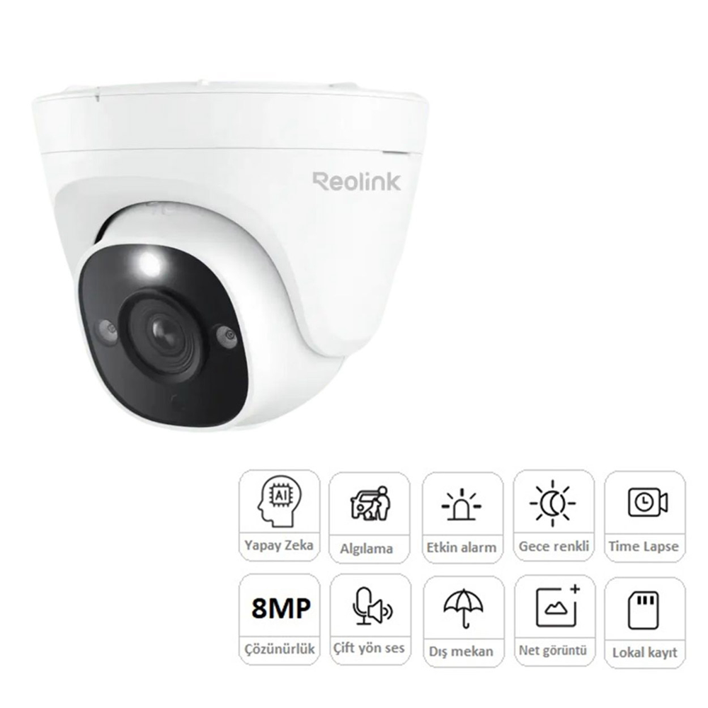 REOLINK 8MP Dome 2.8mm Renkli IP Kamerası PoE IP67 P334