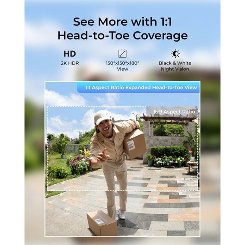 REOLINK 4MP Video Dorbell Bataryalı Kapı Zili IP Kamera PoE