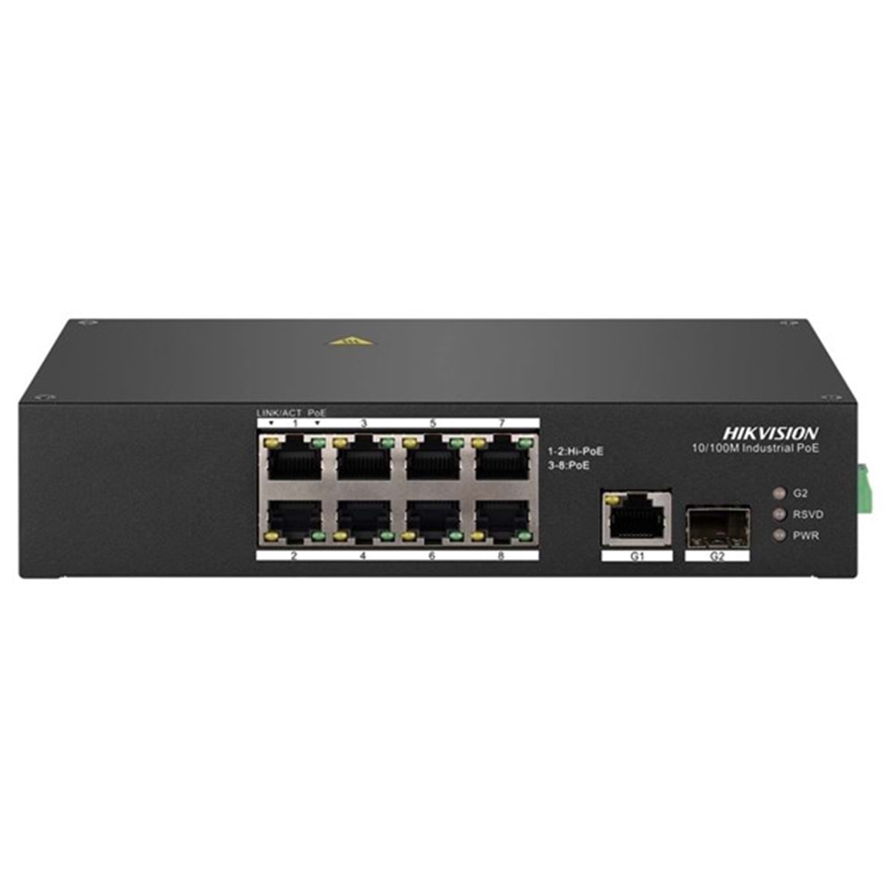 HIKVISION 8port PoE 90w 1-SFP 10/100Yönetilemez Endüstriyel Switch (Adaptör Yok) DS-3T0310HP