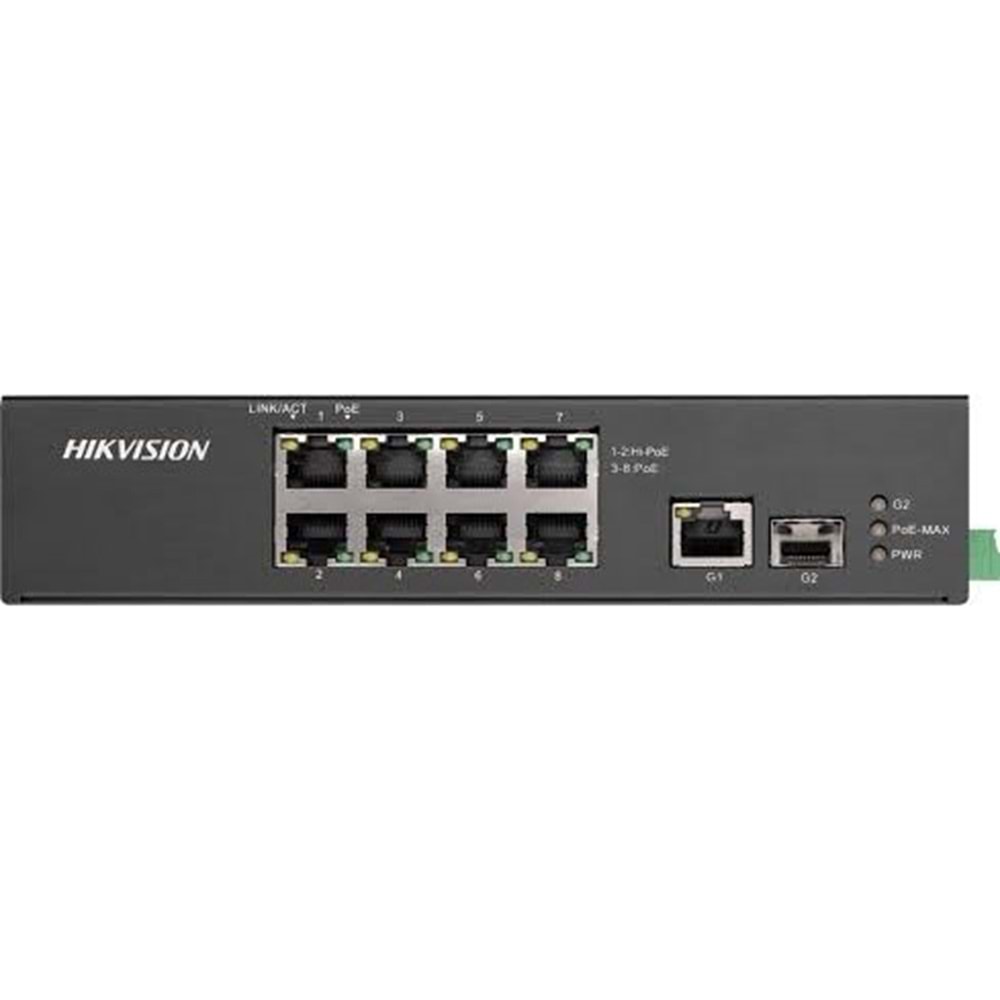 HIKVISION 8port PoE 90w 1-SFP 10/100Yönetilemez Endüstriyel Switch (Adaptör Yok) DS-3T0310HP